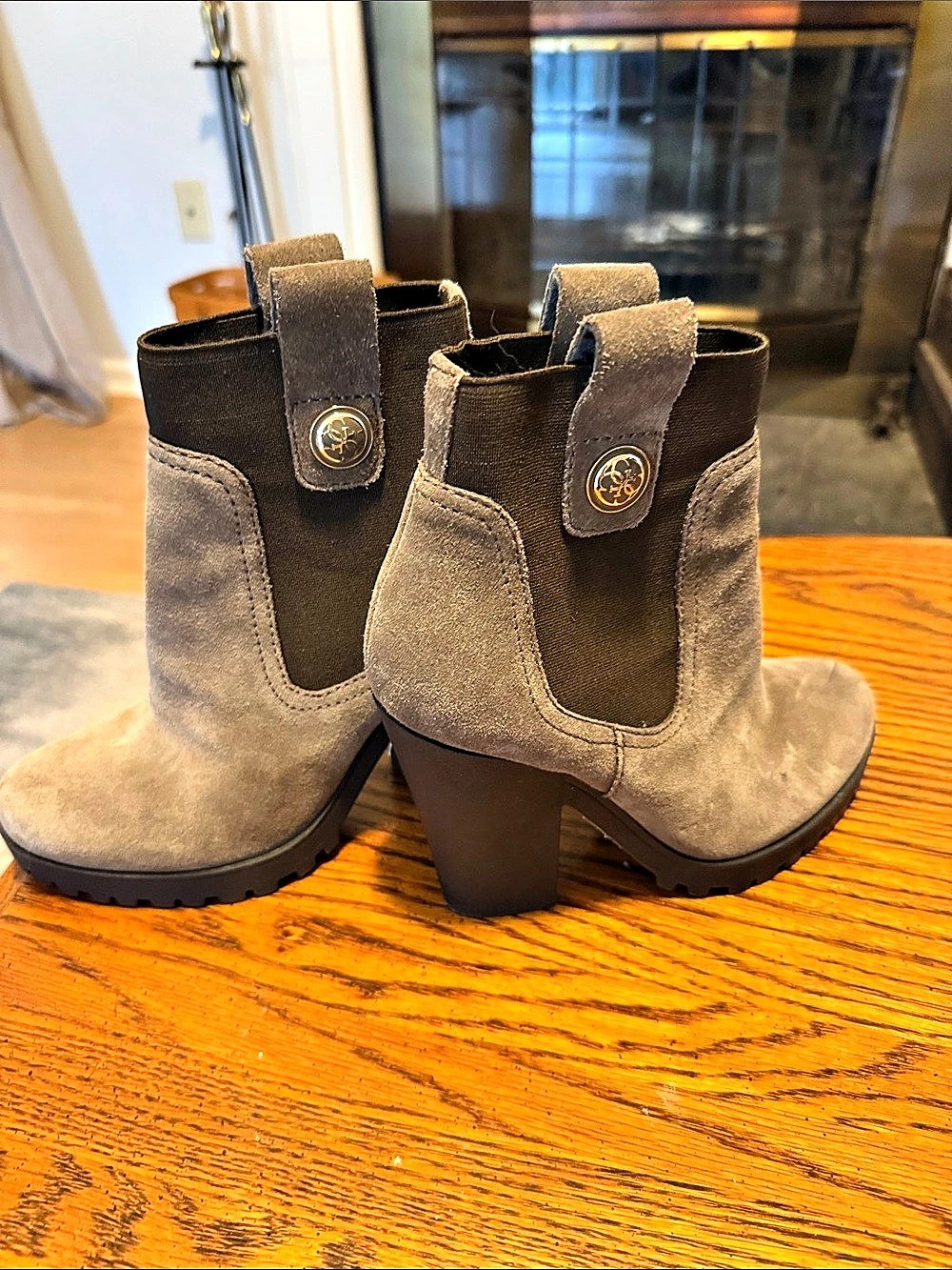 Guess Suede Heeled Ankle Boots in Brown